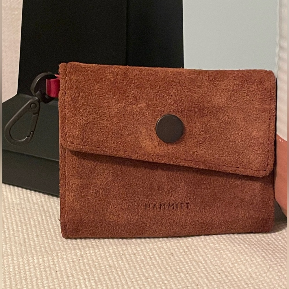 Hammitt Royce key chain wallet mahogany suede